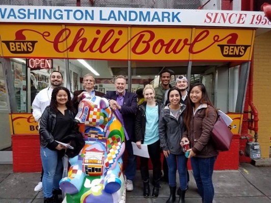 April West with her class at Ben's Chili Bowl