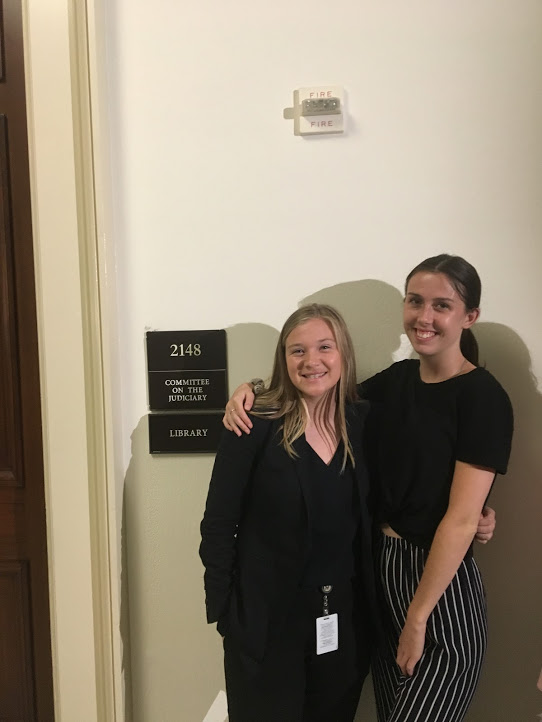 Josephine and her housemate at the Mueller Hearing.