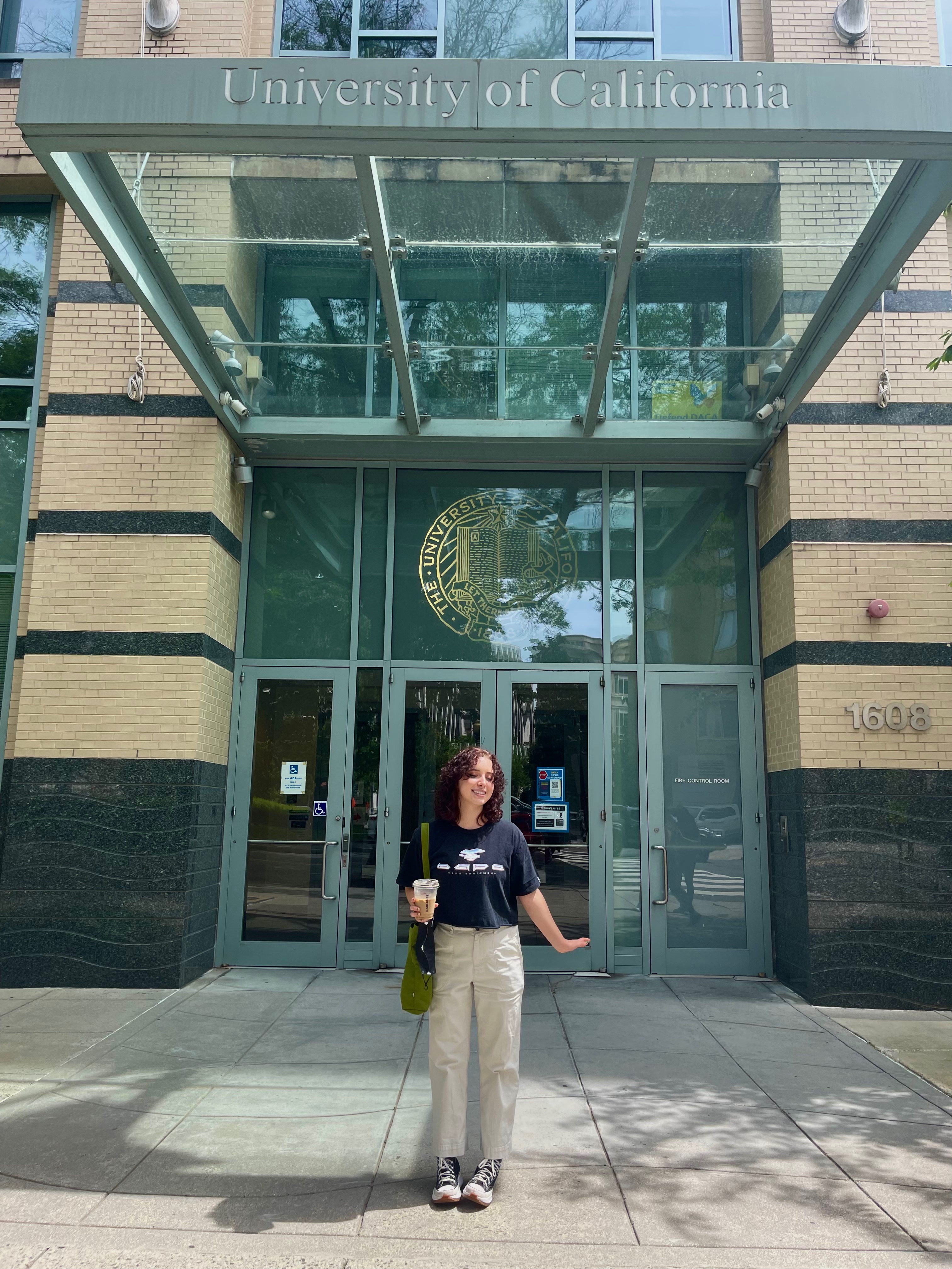 Isabel standing in front of the UCDC center