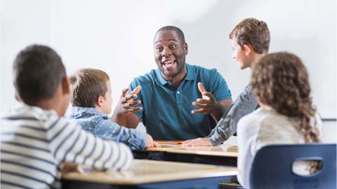 Teacher and students